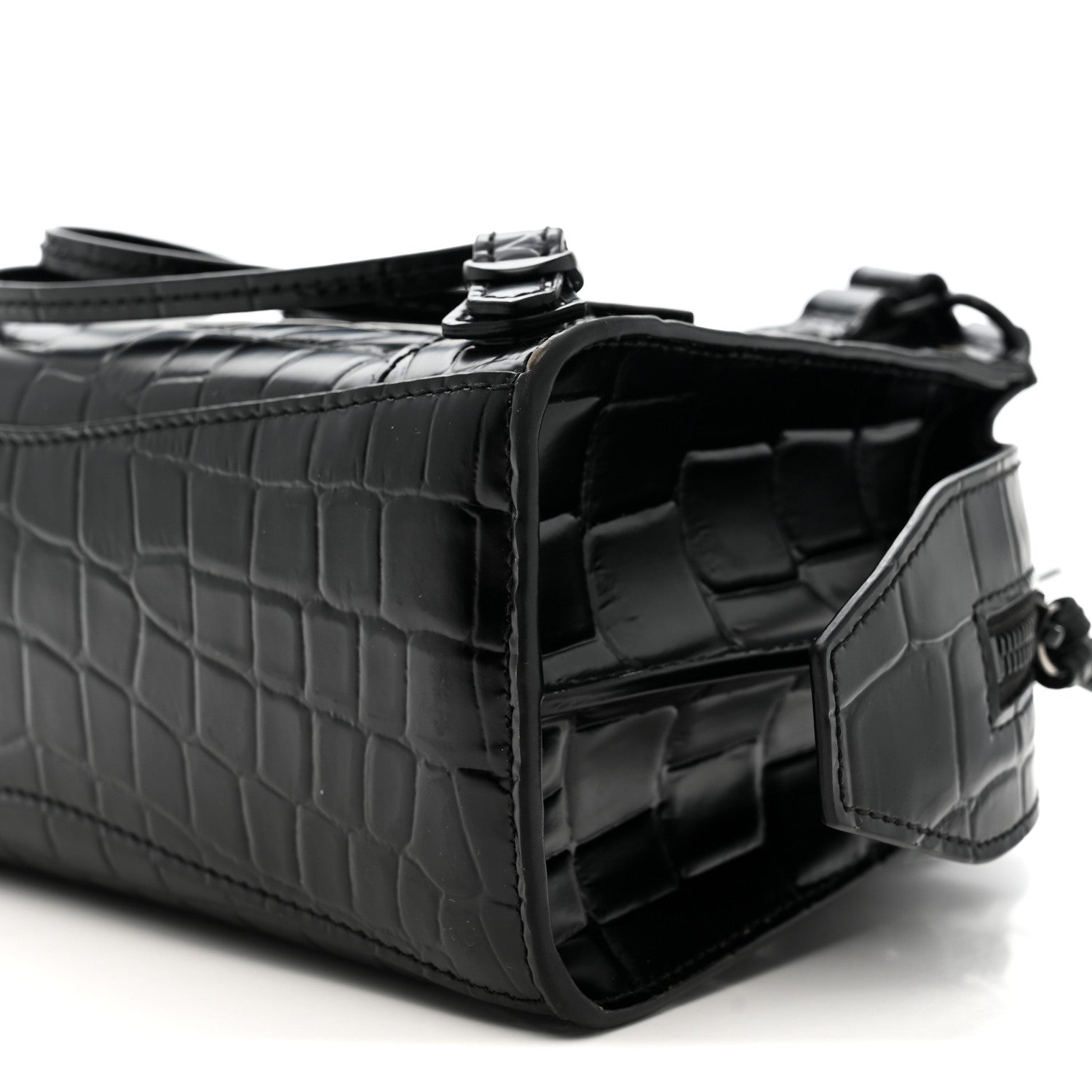 Balenciaga Semi Shiny Calfskin Crocodile Embossed Neo Classic