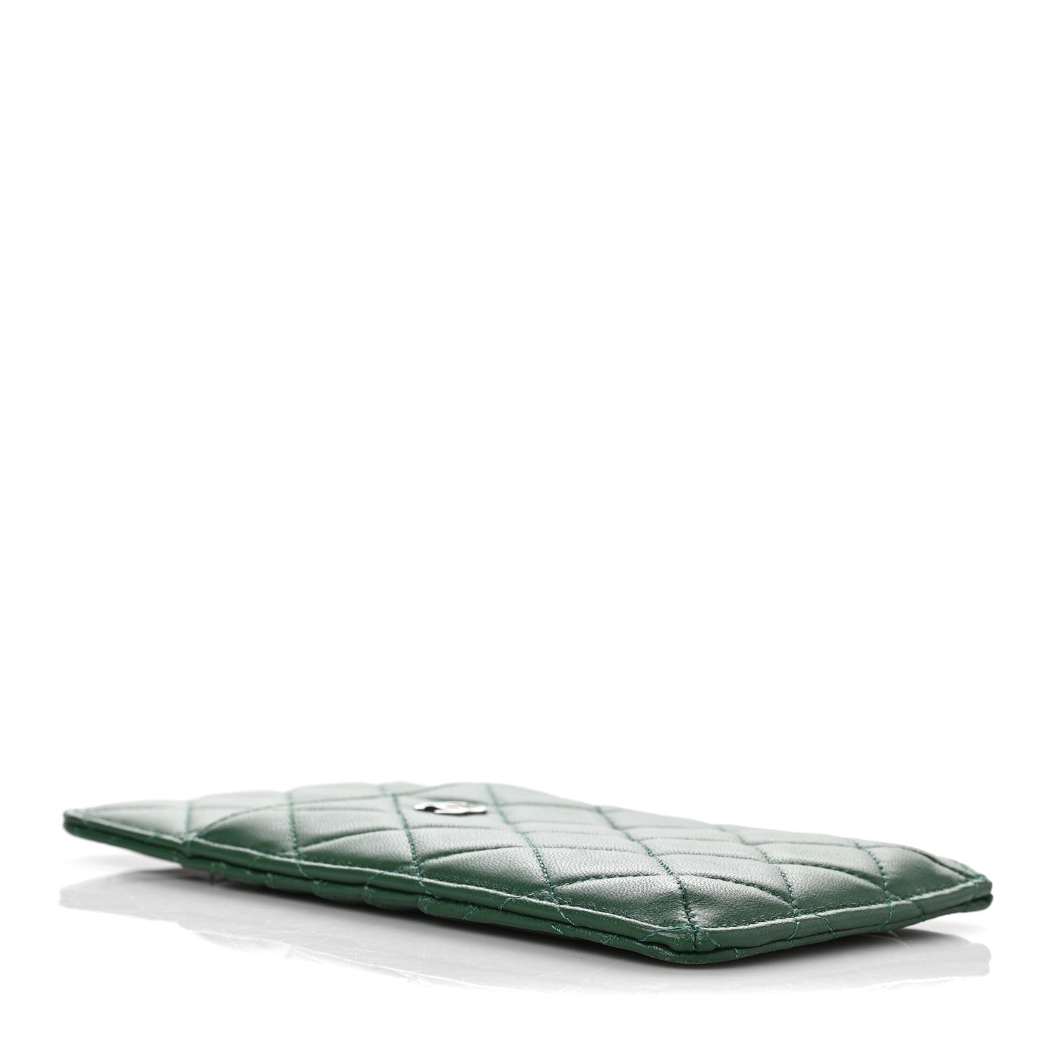 Chanel Lambskin Quilted Classic Flat Wallet Pouch Green 4 of 7