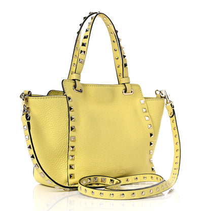 Valentino Garavani Pebbled Calfskin Mini Rockstud Tote Jonquill 3 of 14