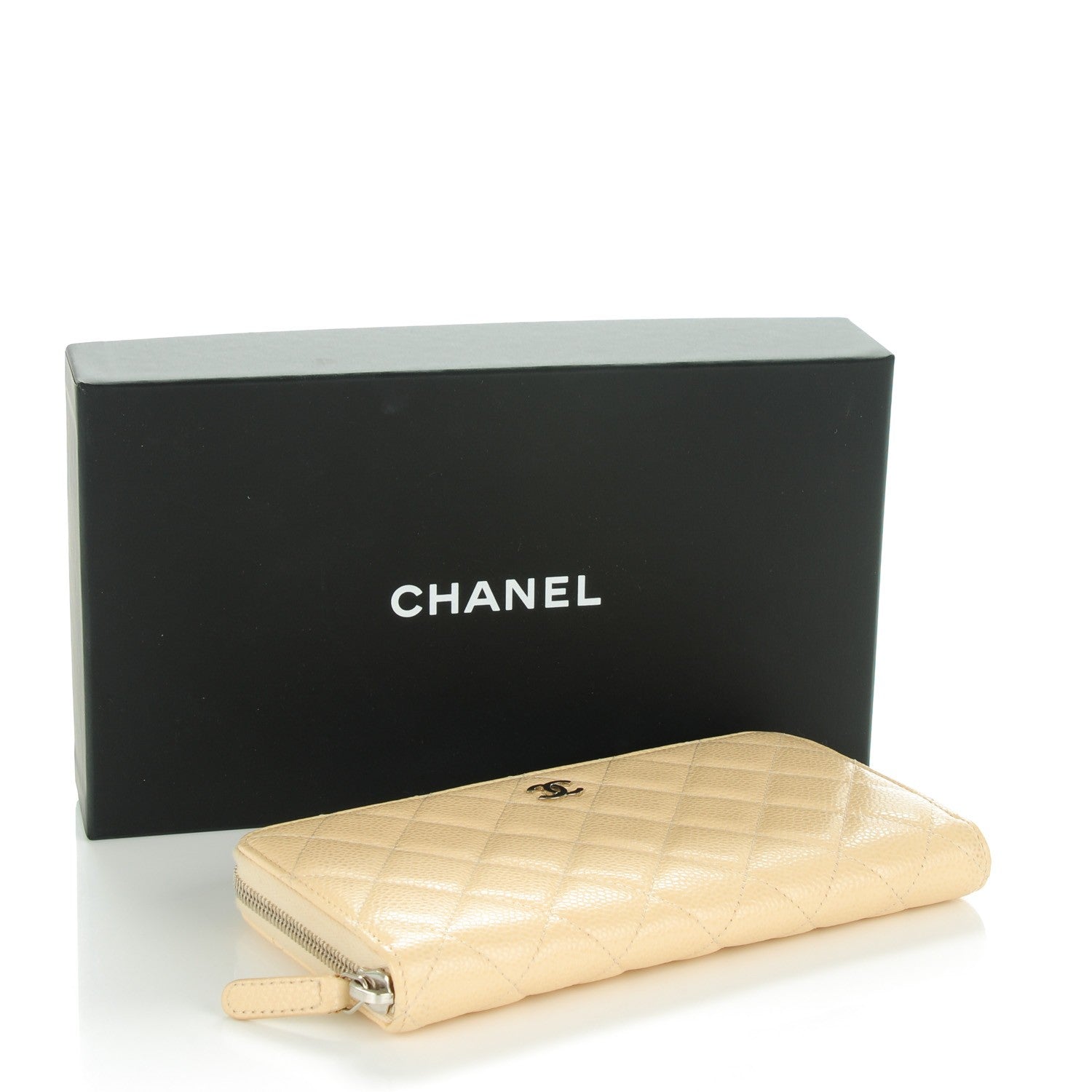 Chanel Caviar Quilted Large Gusset Zip Around Wallet Beige Clair 4 of 8