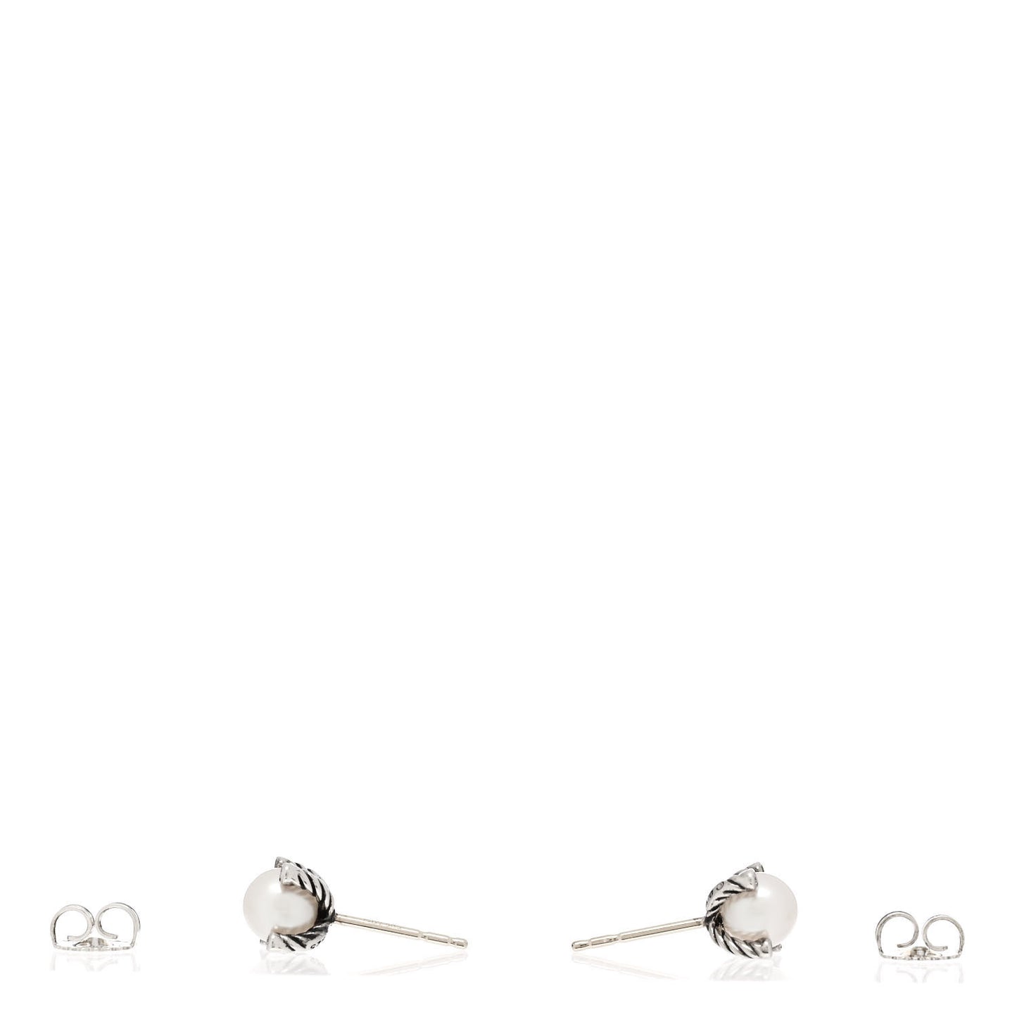 Sterling Silver Diamond Pearl 6-6.5mm Cable Stud Earrings
