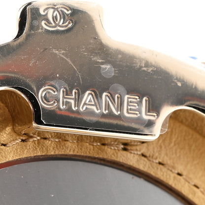 Chanel Lambskin Enamel Quilted Round Poker Chip Clutch With Chain Blue White 6 of 11