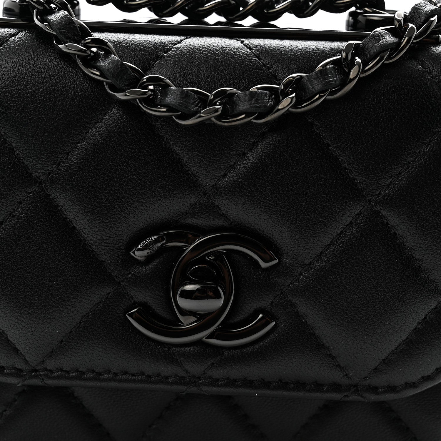 Chanel Lambskin Quilted Mini Trendy CC Chain Wallet So Black 8 of 10