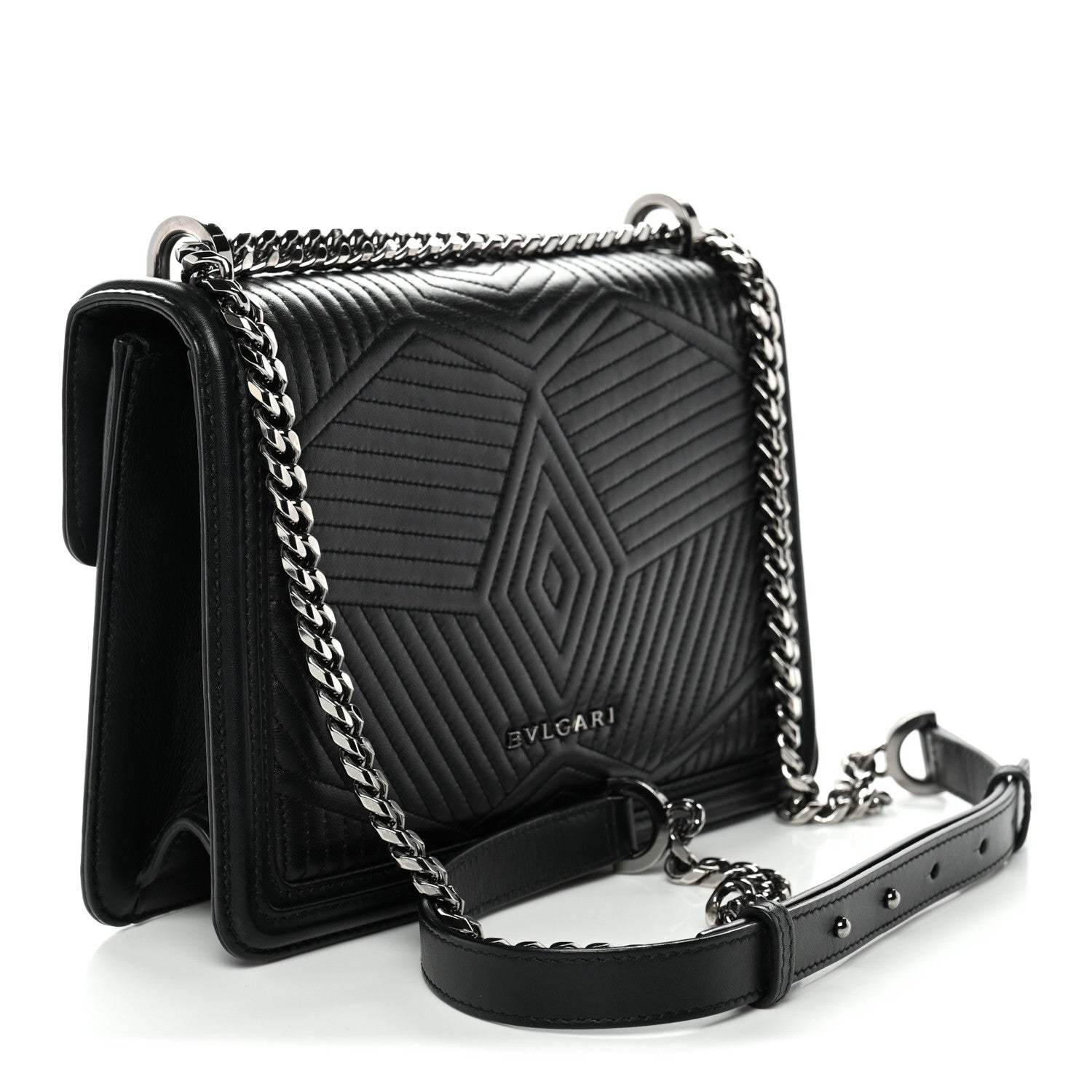 Bulgari Quilted Nappa Smooth Calfskin Serpenti Forever Diamond Blast Shoulder Bag Black 4 of 10