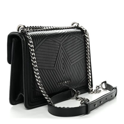 Bulgari Quilted Nappa Smooth Calfskin Serpenti Forever Diamond Blast Shoulder Bag Black 4 of 10
