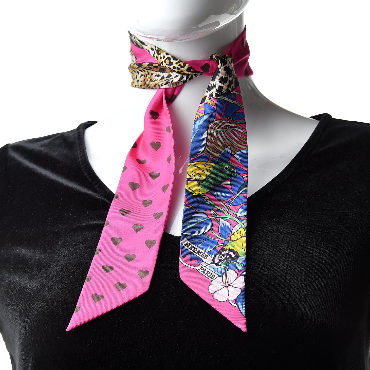 Hermes Silk Jungle Love Love Twilly Rose Vif Bleu Roy 2 of 6