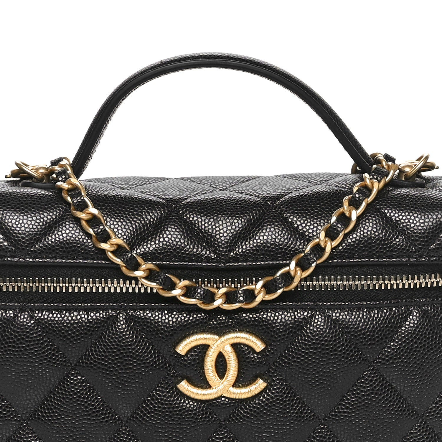 Chanel Caviar Quilted Top Handle Clutch With Chain Black 8 of 11