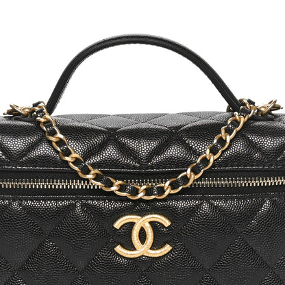 Chanel Caviar Quilted Top Handle Clutch With Chain Black 8 of 11