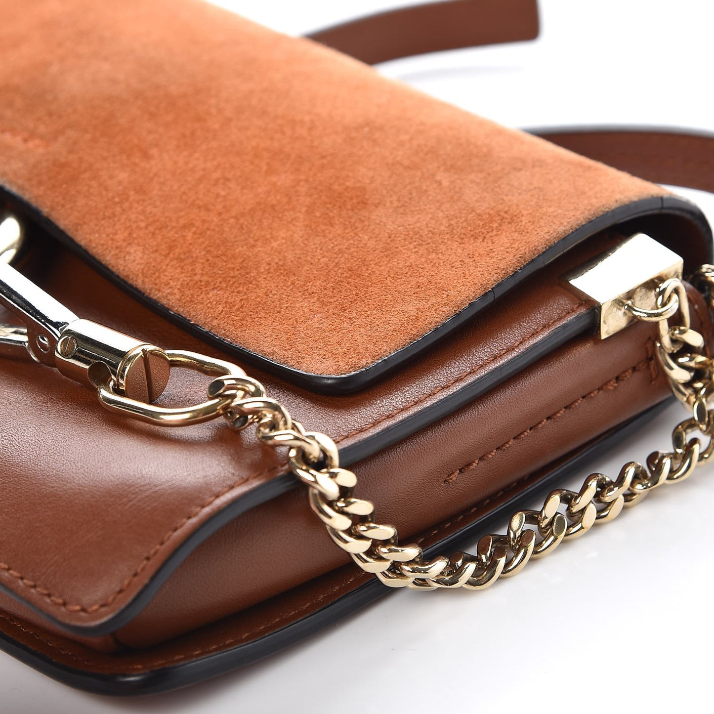 Suede Calfskin Small Faye Shoulder Bag Tobacco