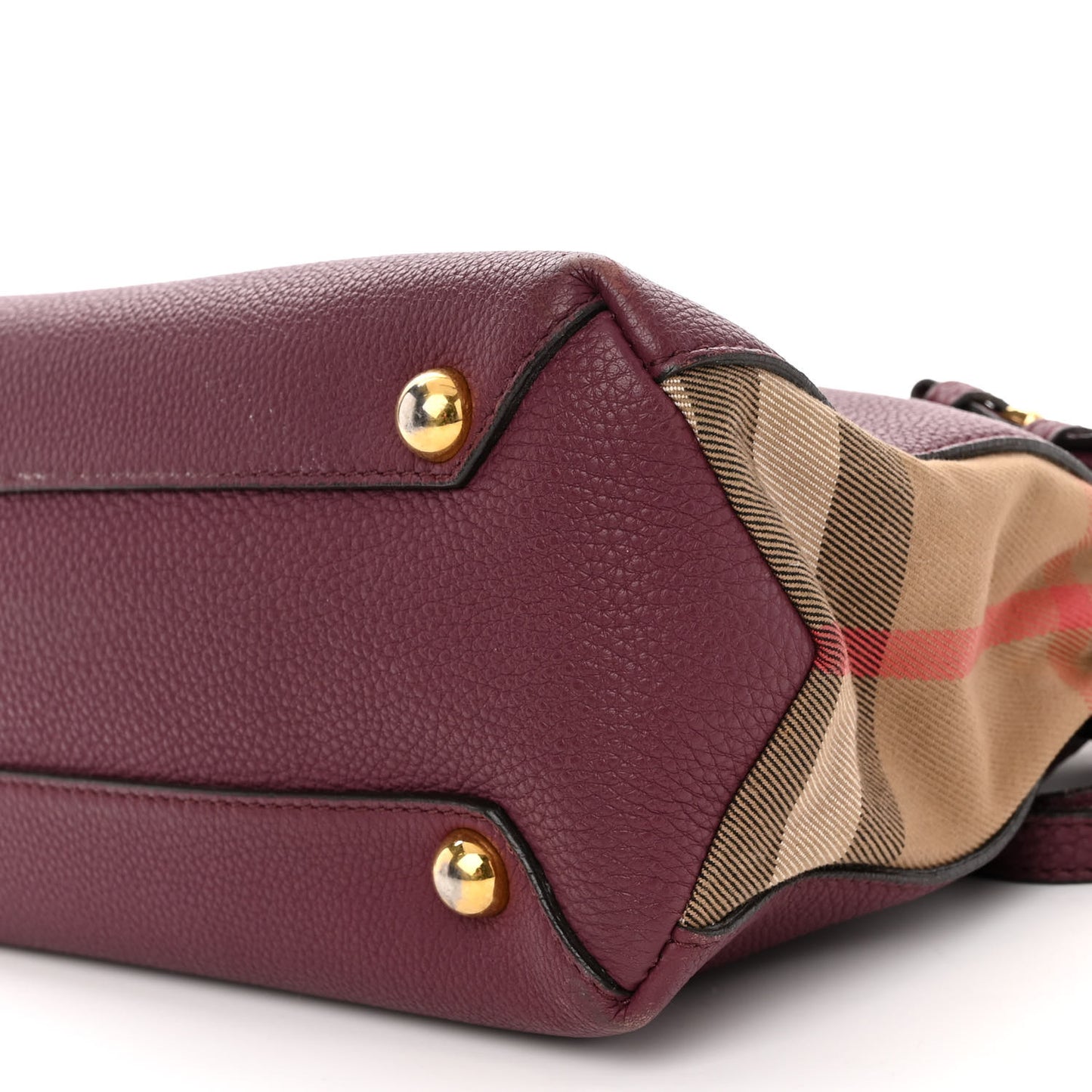 Grainy Calfskin House Check Small Banner Tote Elderberry