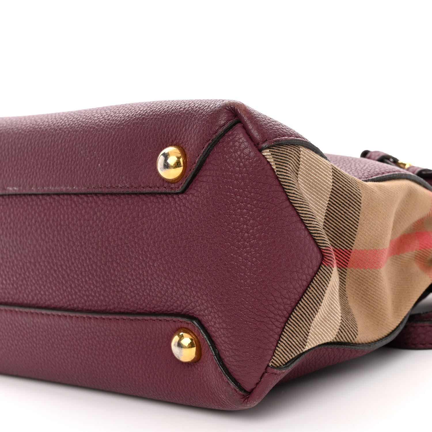 Burberry Grainy Calfskin House Check Small Banner Tote Elderberry 9 of 14