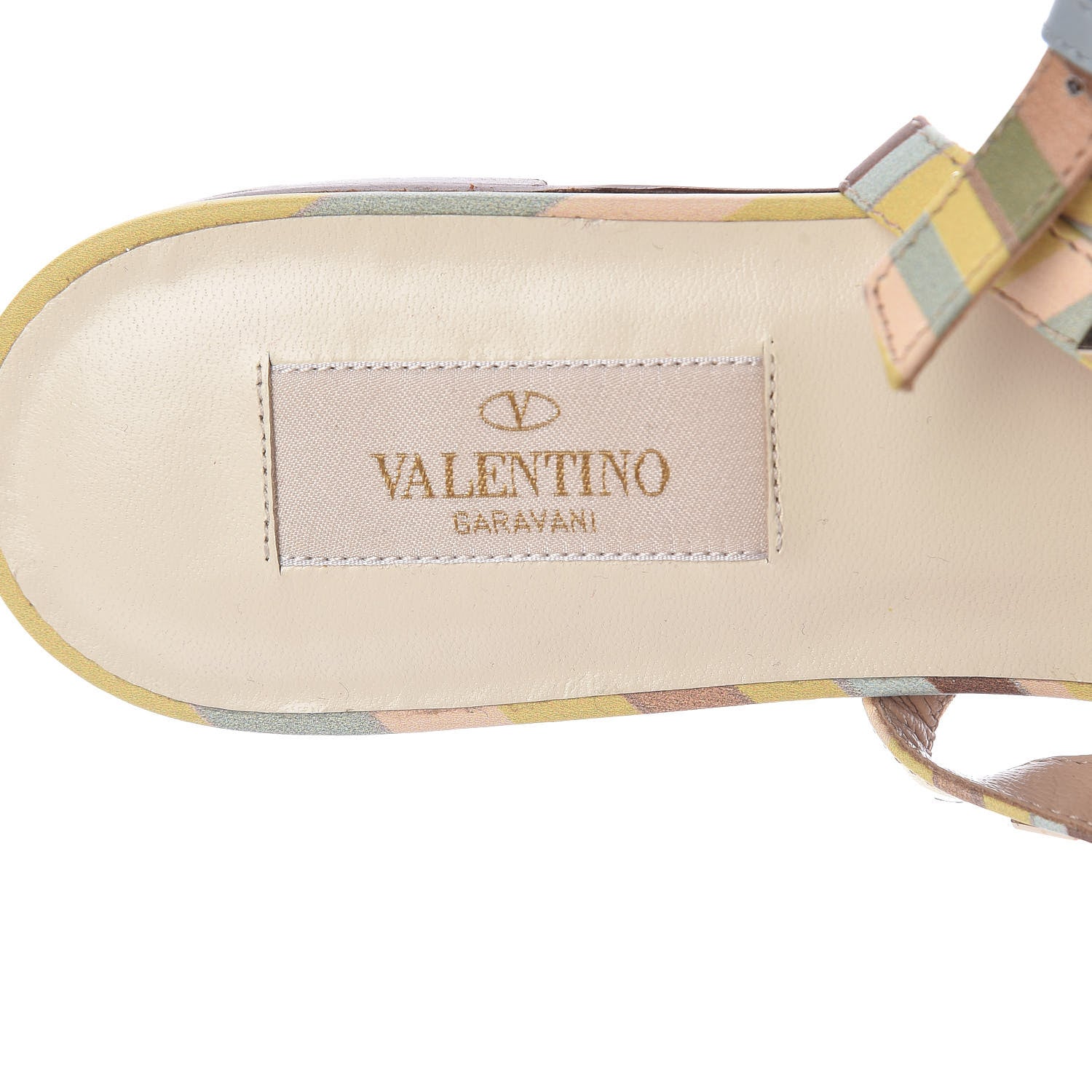 Valentino Garavani Calfskin Native Couture 1975 Rockstud Ankle Wrap Flat Thong Sandals 39 Multicolor 6 of 12