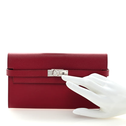 Hermes Epsom Kelly Longue Wallet Rouge Grenat 2 of 6