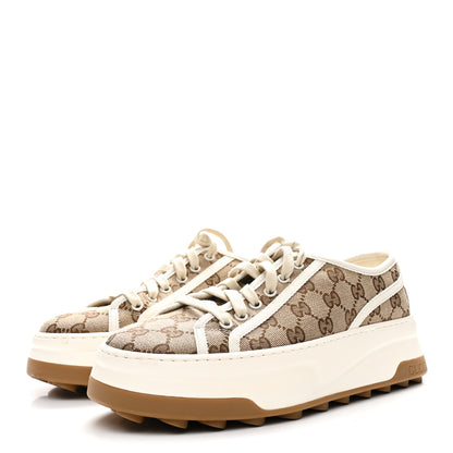Gucci GG Monogram Womens 1977 Tennis Platform 52mm Sneakers 40 Beige Ebony Mystic White 4 of 7