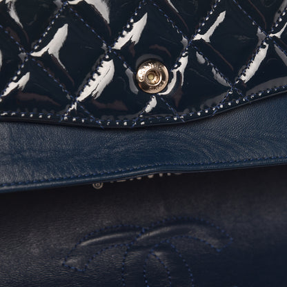Chanel Patent Quilted Medium Double Flap Navy 11 of 17