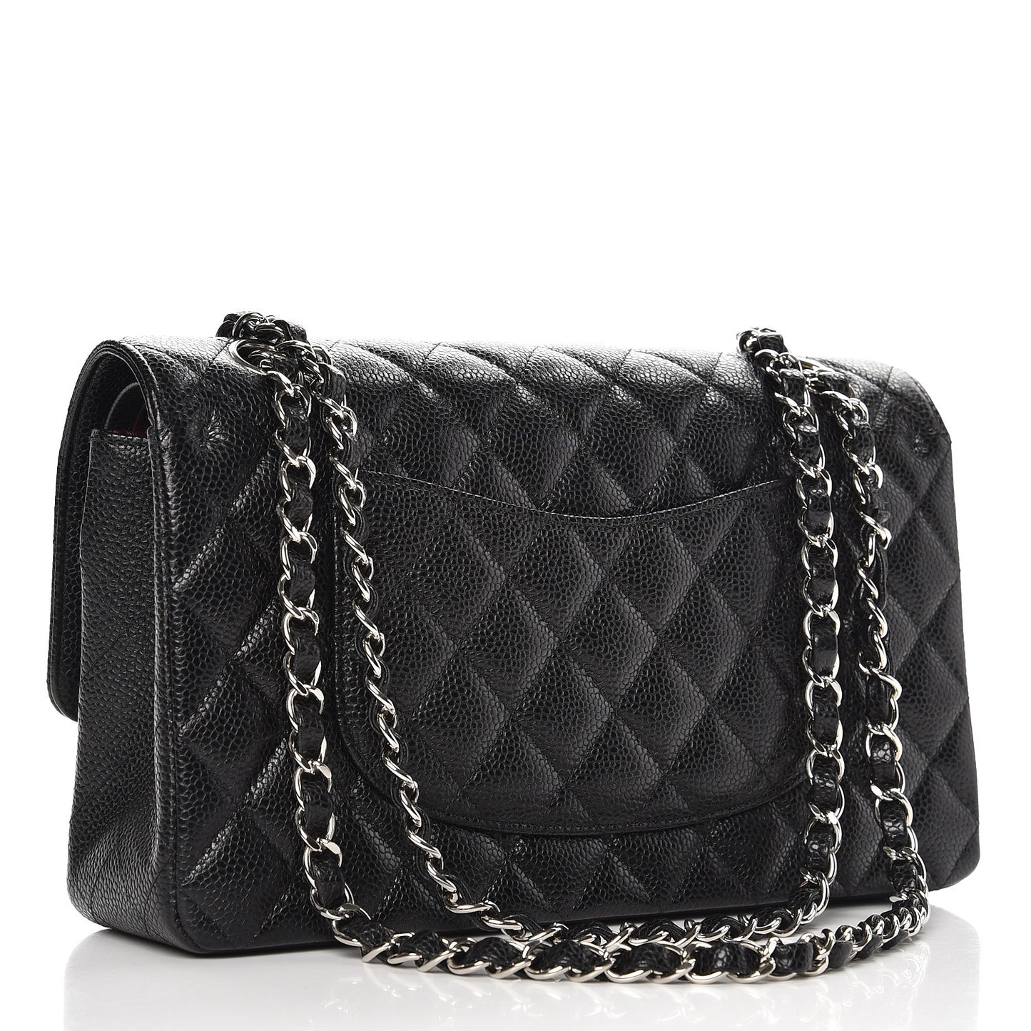 Caviar Quilted Medium Double Flap Black