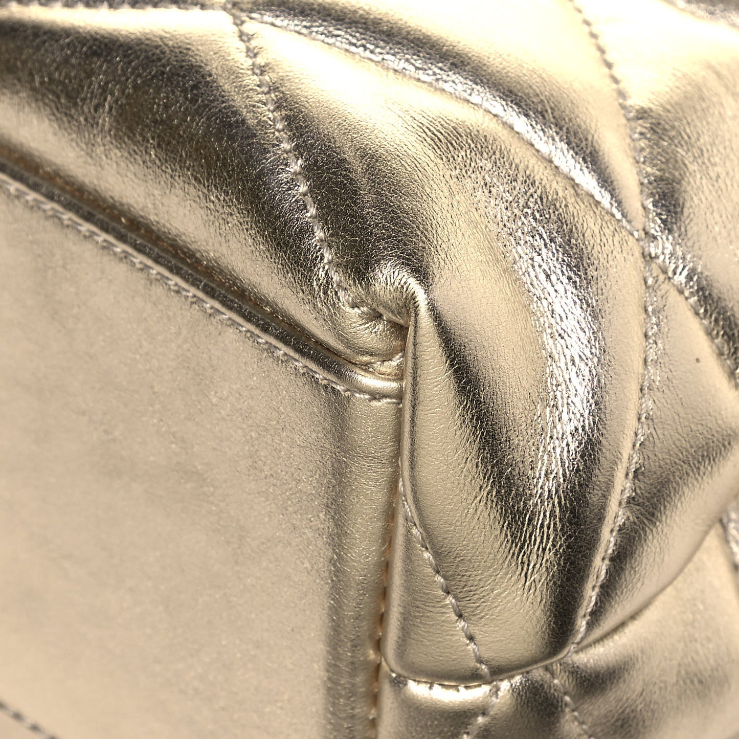 Metallic Lambskin Quilted Sade Puffer Envelope Clutch Platino