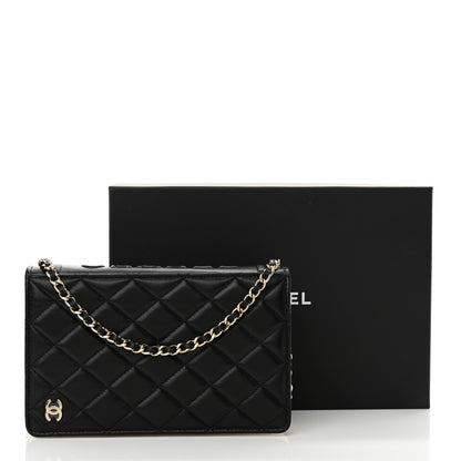 Chanel Lambskin Quilted Book Wallet On Chain WOC Black 12 of 12