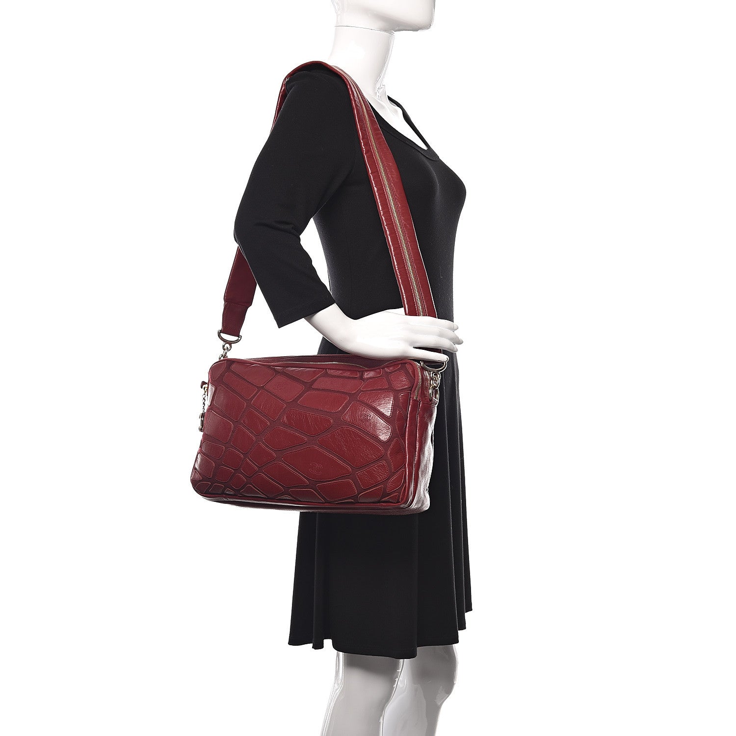 Chanel Lambskin Jersey Scales Camera Case Bordeaux 2 of 13