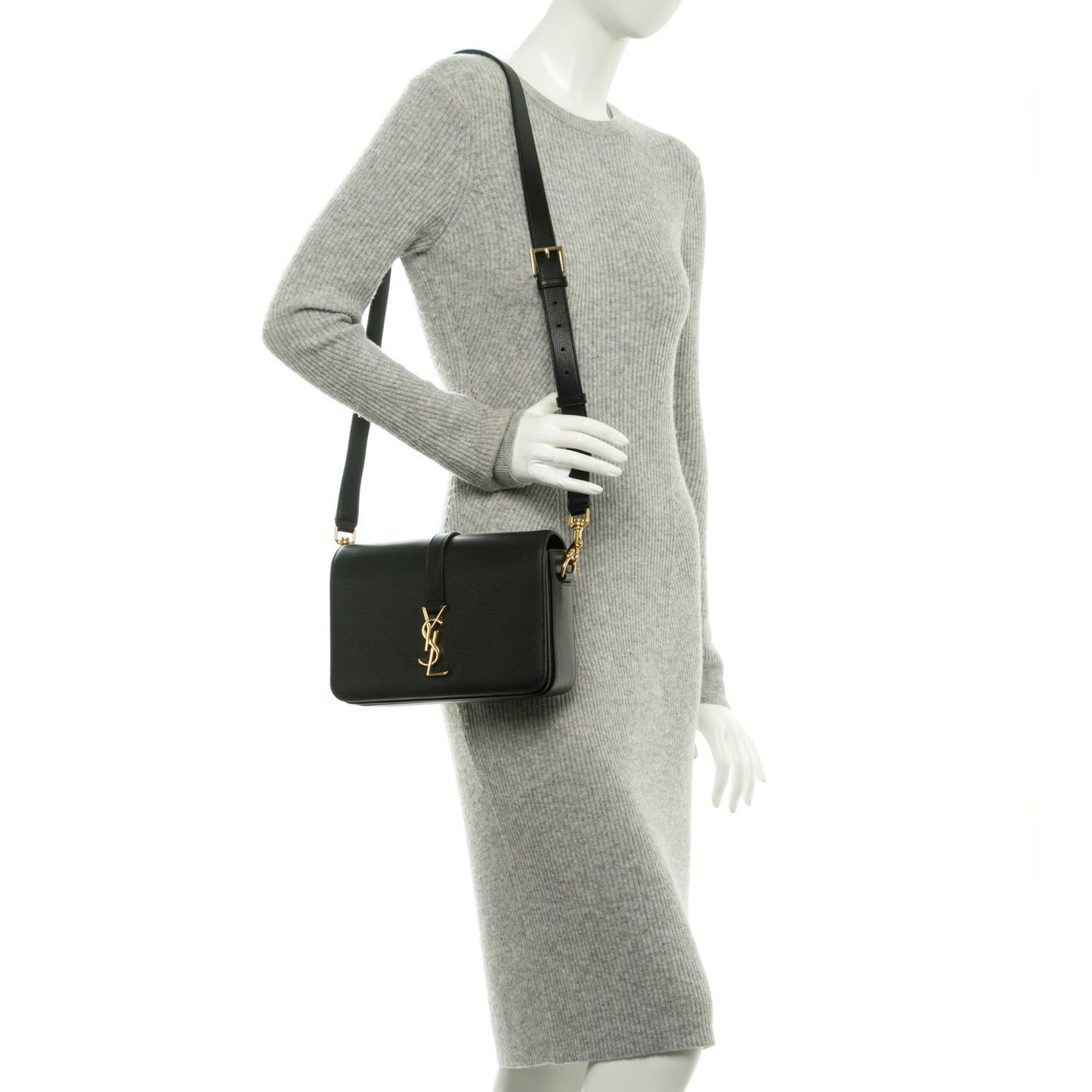 Textured Calfskin Medium Classic Monogram Universite Bag Black
