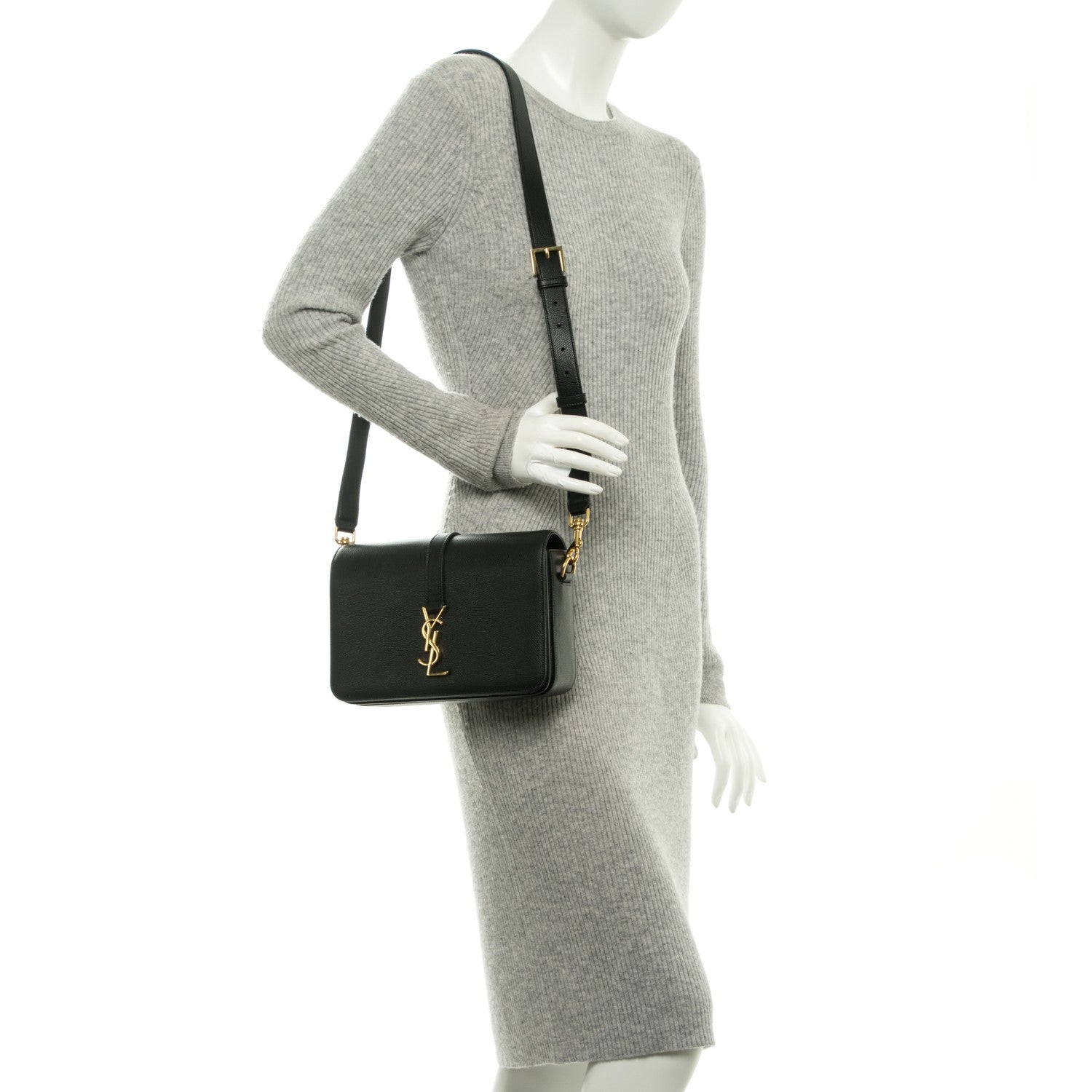 Saint Laurent Textured Calfskin Medium Classic Monogram Universite Bag Black 2 of 6