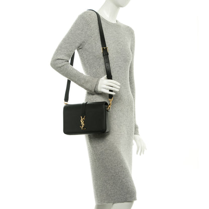 Saint Laurent Textured Calfskin Medium Classic Monogram Universite Bag Black 2 of 6