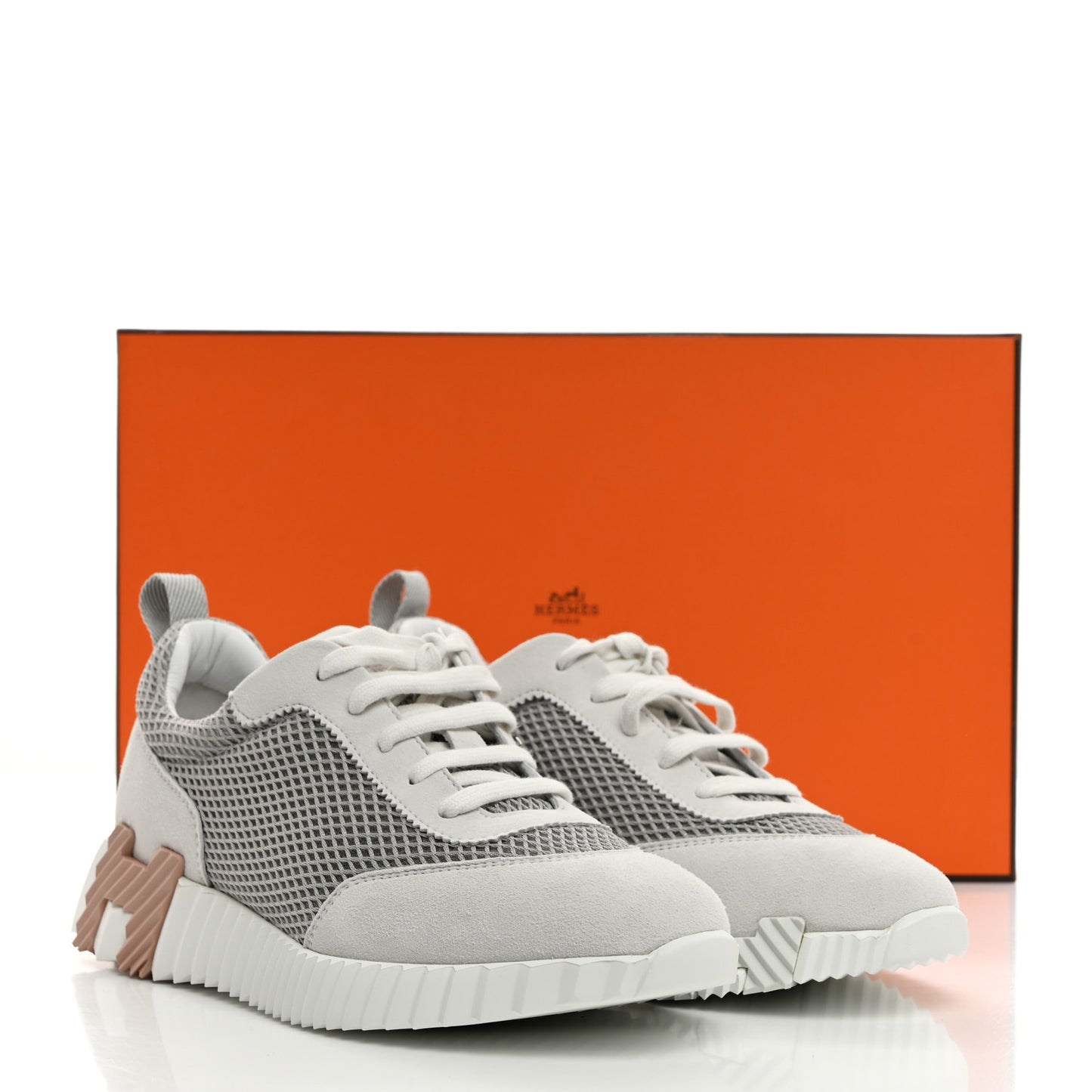Air Mesh Suede Goatskin Bouncing Sneakers 38 Gris Lulea White