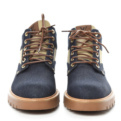 Louis Vuitton Denim Mens Oberkampf Ankle Boots 9.5 Marine 2 of 7