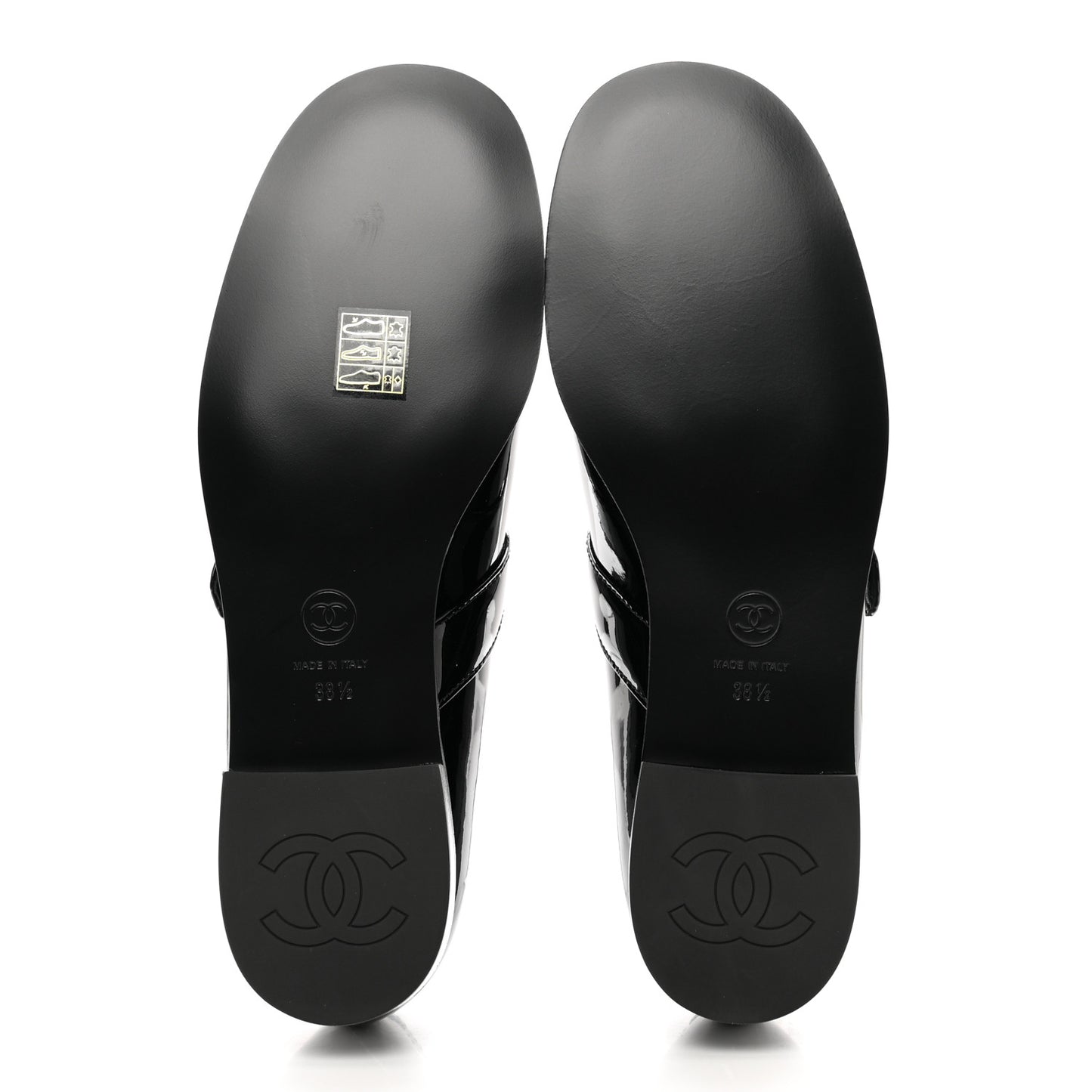 Patent Calfskin Mary Janes Flats 38.5 Black