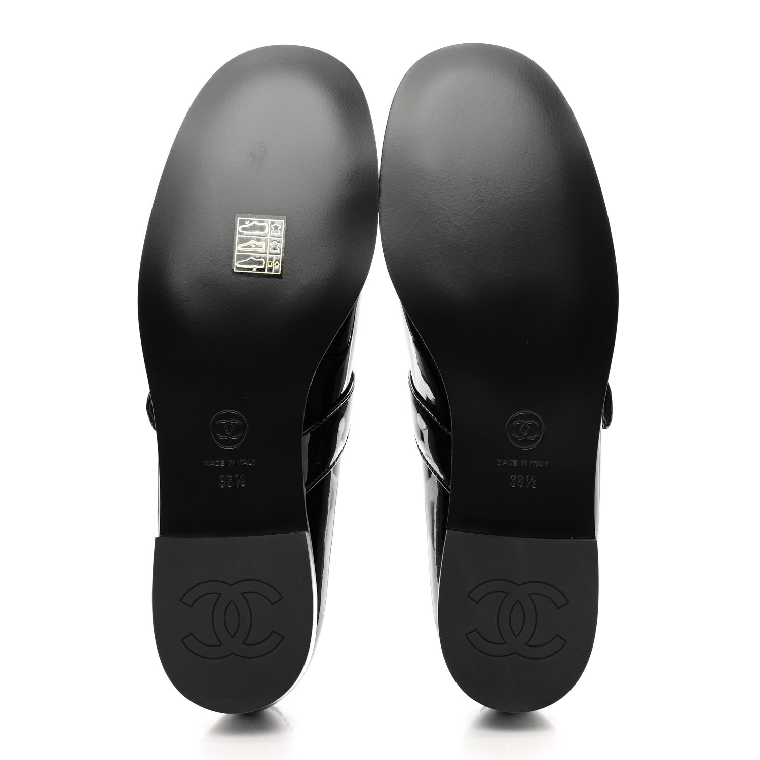 Chanel Patent Calfskin Mary Janes Flats 38.5 Black 5 of 9