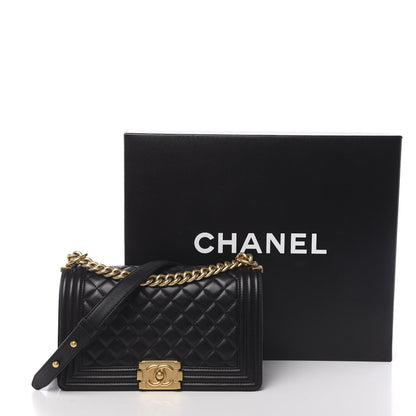Chanel Lambskin Quilted Medium Boy Flap Black 13 of 13