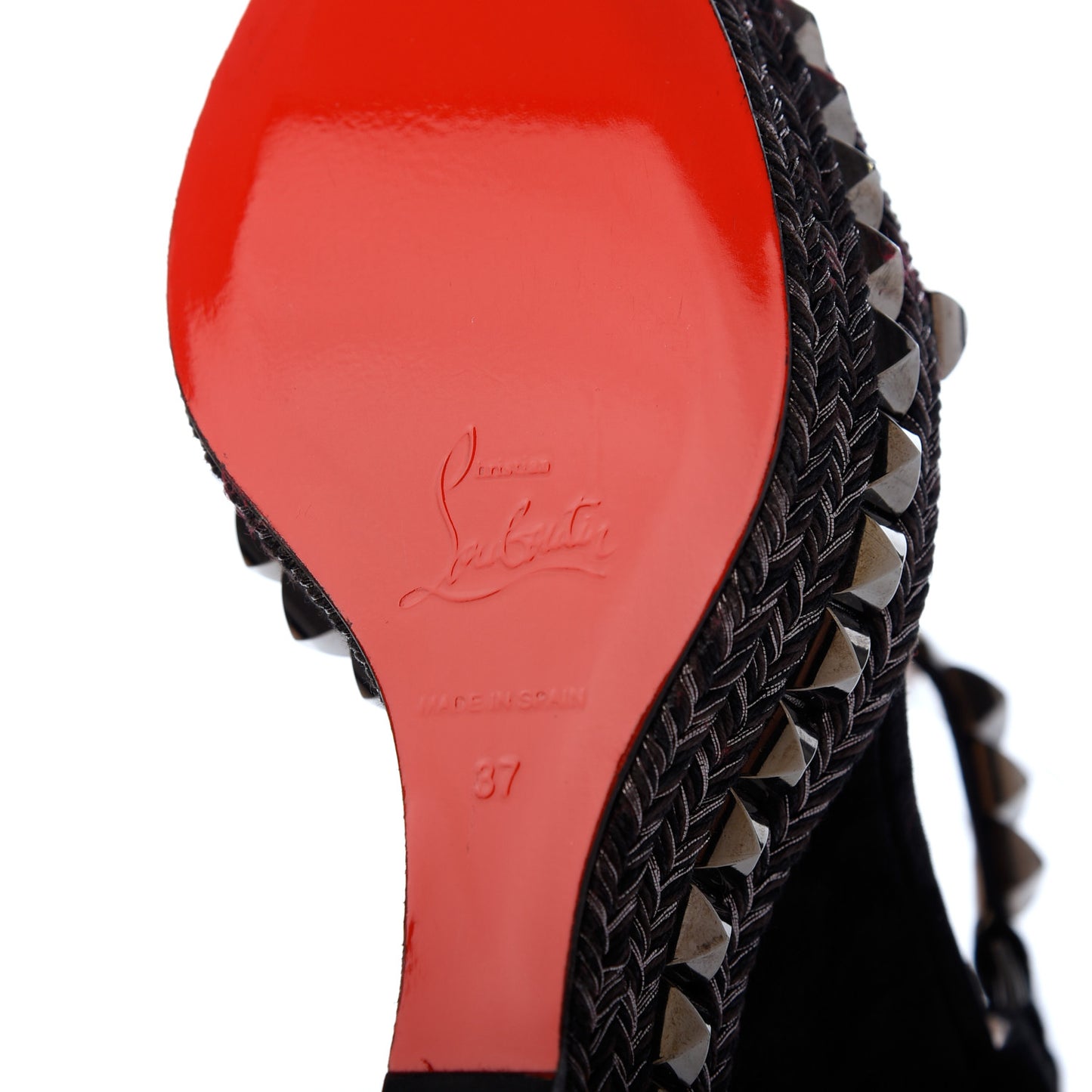 Calfskin Suede Cataclou 140 Wedge Sandals 37 Black Dark Gun