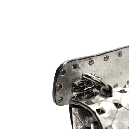 Valentino Garavani Metallic Lambskin Medium Star Rockstud Spike Shoulder Bag Silver 15 of 17