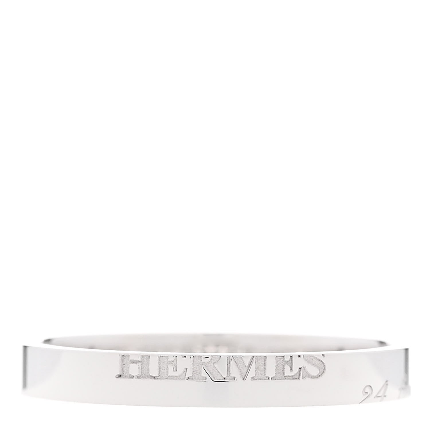 Hermes 18K White Gold Cartouche Mini Band Ring 63 10.25 1 of 7