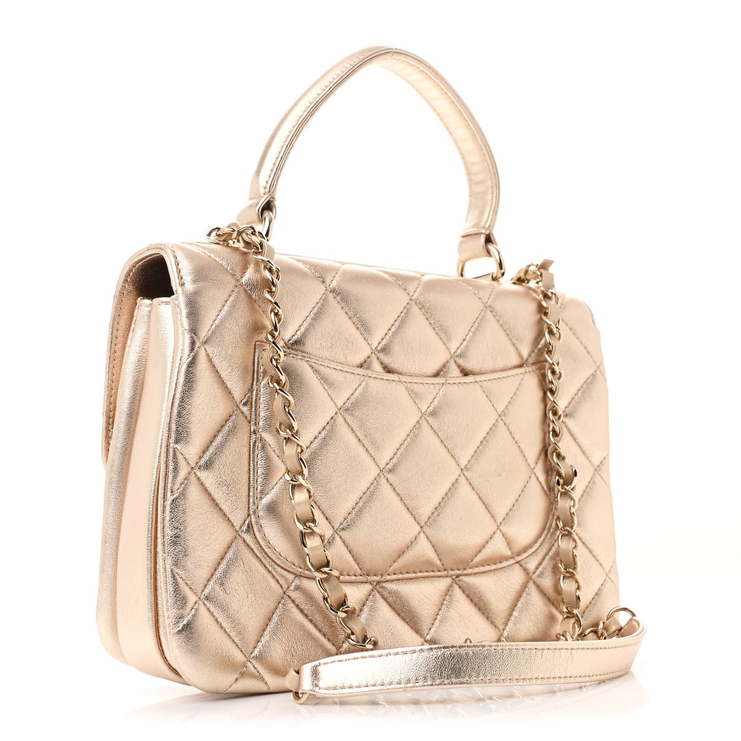 Chanel Metallic Lambskin Quilted Small Trendy CC Flap Dual Handle Bag Gold 3 of 11
