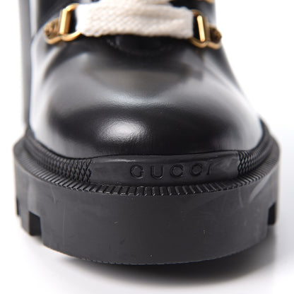 Gucci Magnum Calfskin Fur Pearl Lace Up Combat Ankle Boots 37 Black Naturale 8 of 9