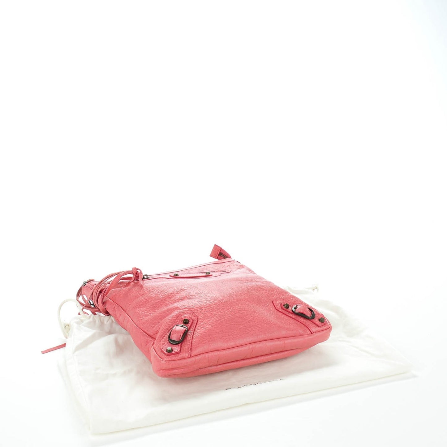Agneau Classic Hardware Flat Crossbody Rose Bonbon