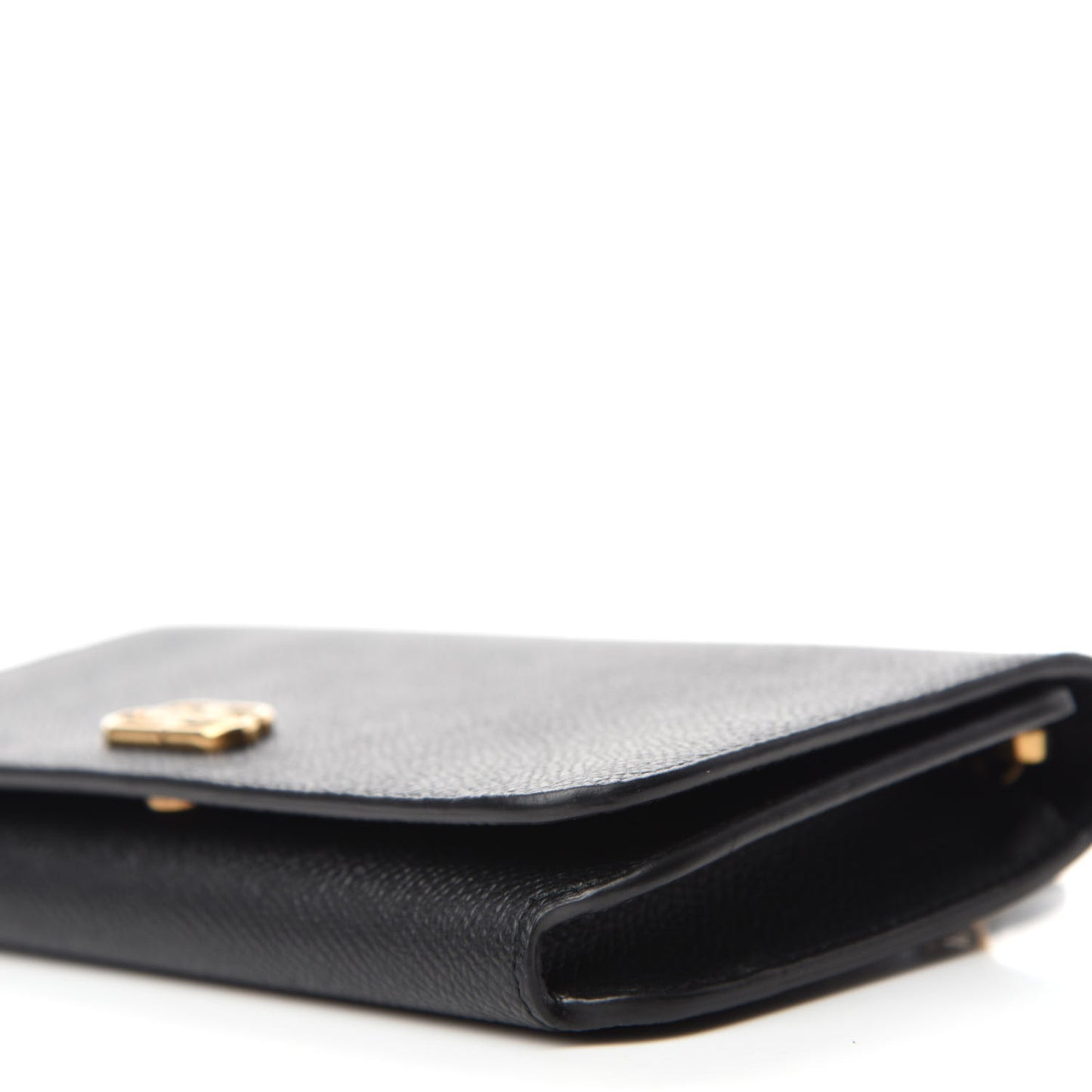 Grained Calfskin BB Phone Holder Wallet On Chain Black