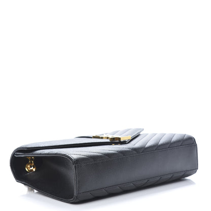 Saint Laurent Grain De Poudre Matelasse Chevron Medium Monogram Satchel Black 4 of 9