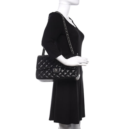 Chanel Lambskin Quilted Jumbo Double Flap Black 2 of 12