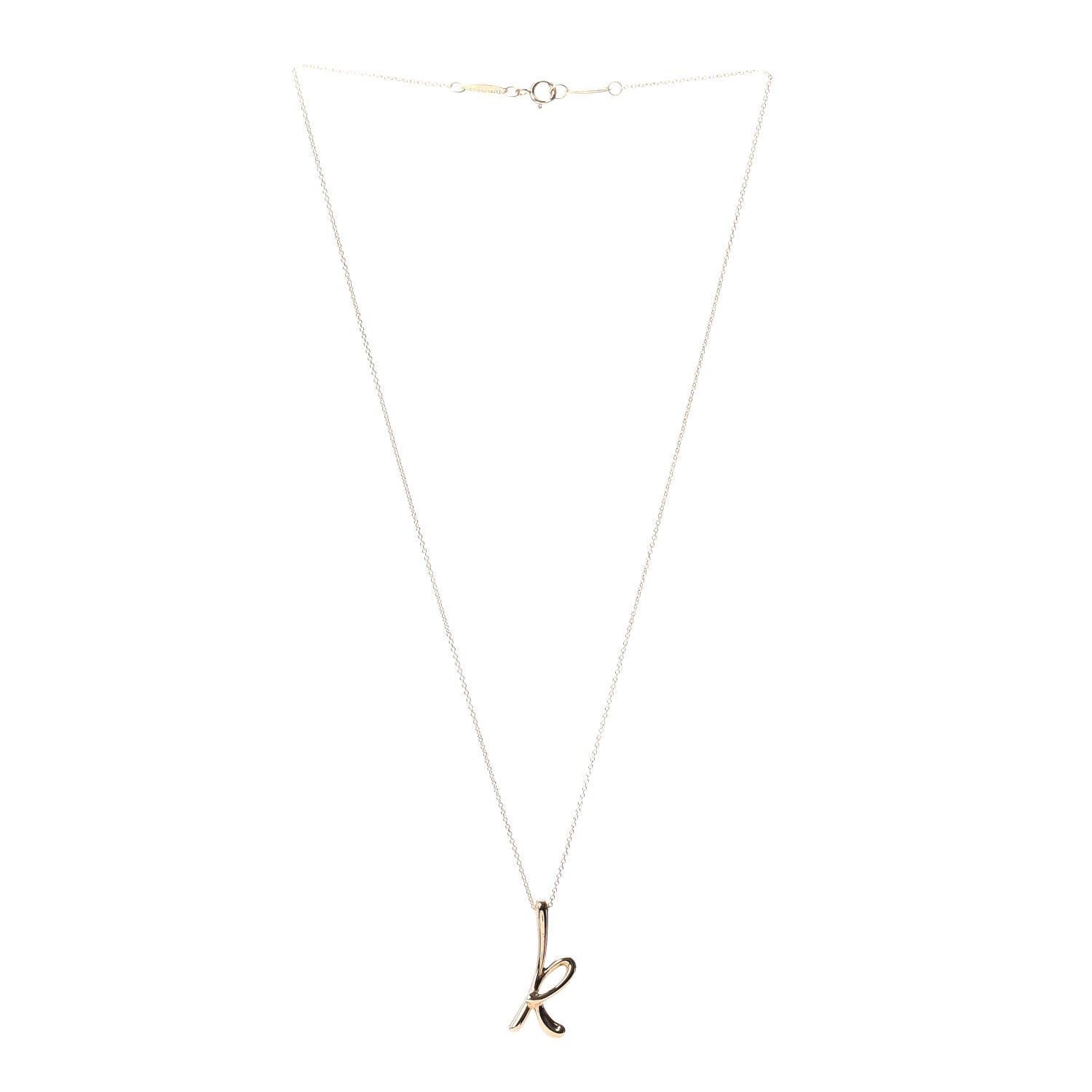 Tiffany 18K Yellow Gold Elsa Peretti Letter K Pendant Necklace 3 of 4