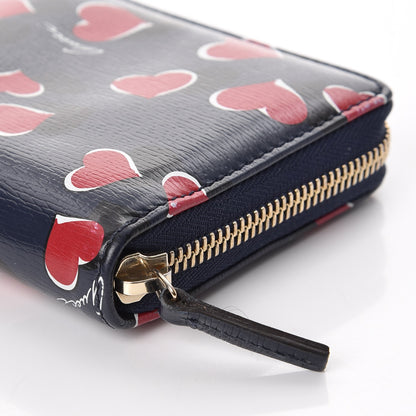 Gucci Calfskin Heartbeat Print Zip Around Wallet Blue 9 of 10