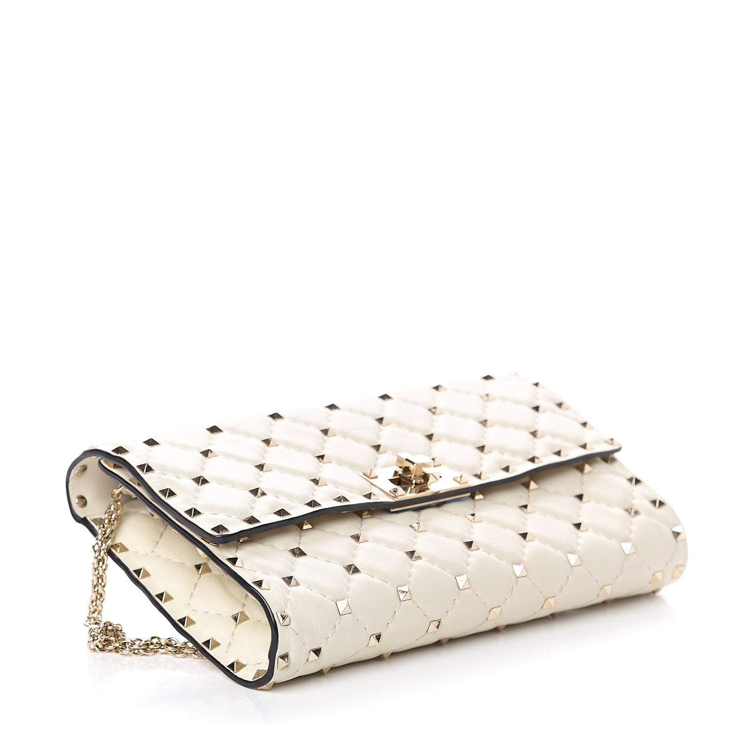 Valentino Garavani Nappa Rockstud Spike Wallet on Chain Light Ivory 3 of 6