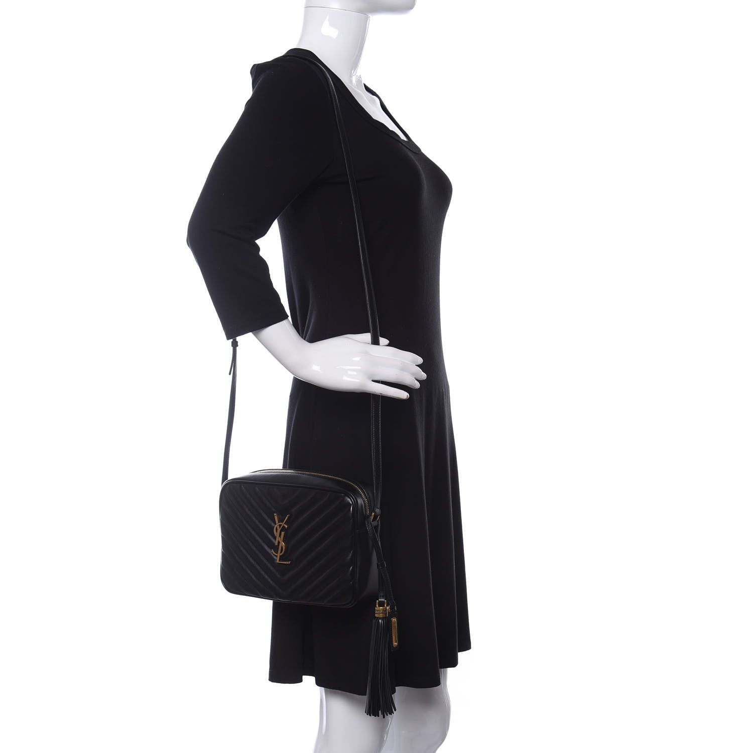 Saint Laurent Calfskin Matelasse Monogram Lou Camera Bag Black 2 of 10