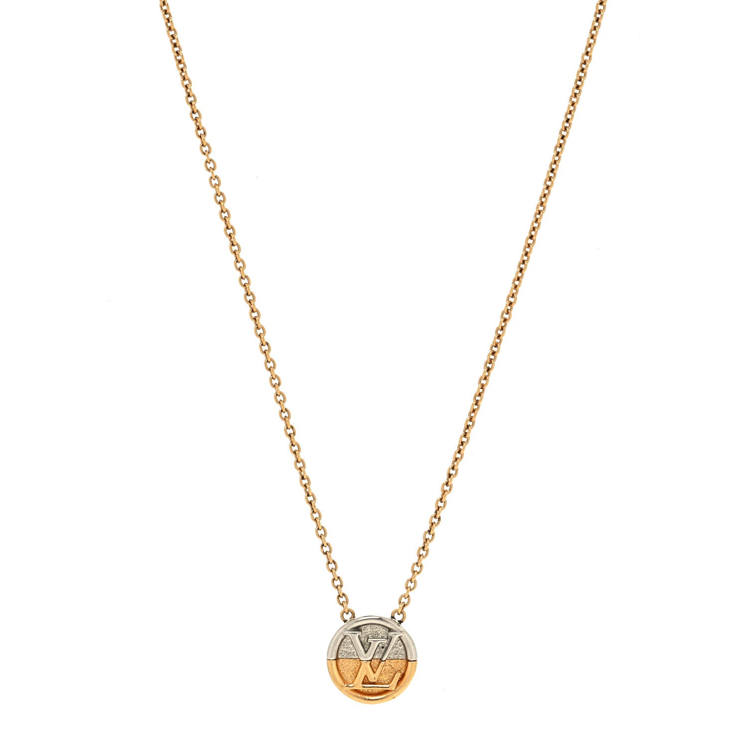 Louis Vuitton Metal L to V Necklace Gold Silver 1 of 6