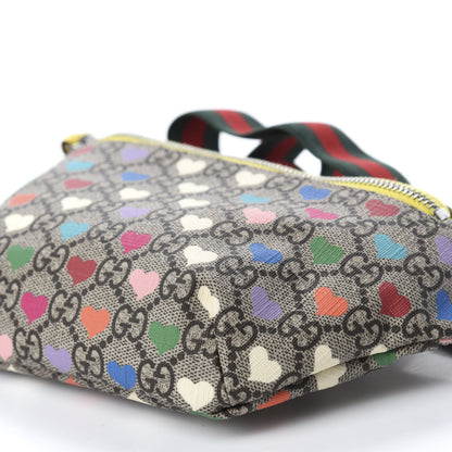 Gucci Soft GG Supreme Monogram Hearts Web Childrens Belt Bag Beige Ebony Multicolor Freesia 6 of 10