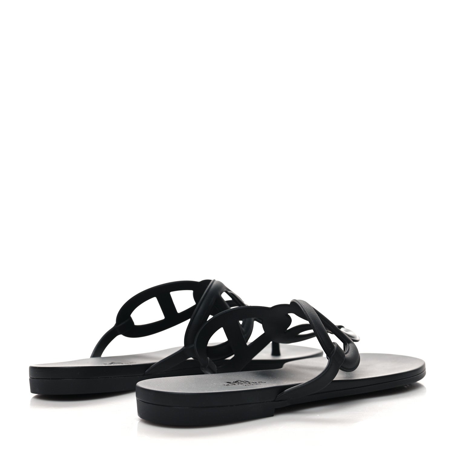 Hermes Rubber Womens Egerie Sandals 39 Black 4 of 8