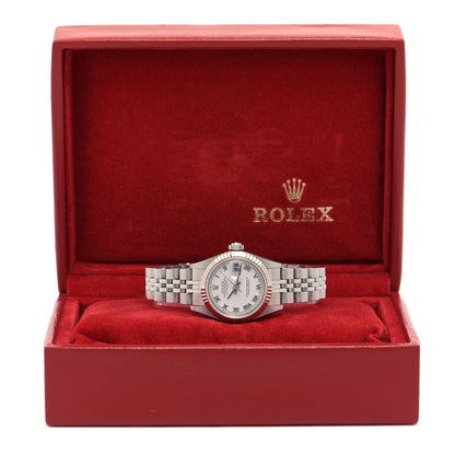 Rolex Stainless Steel 18K White Gold 26mm Oyster Perpetual Datejust Watch White Roman 79174 5 of 5