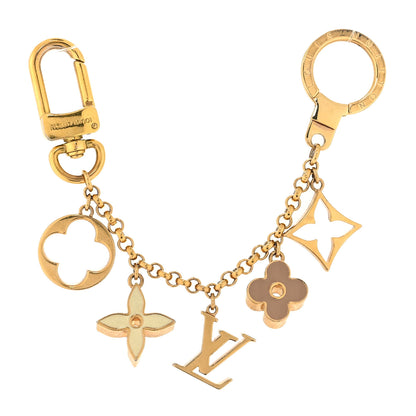 Louis Vuitton Brass Enamel Fleur De Monogram Bag Charm Chain Gold 1 of 4