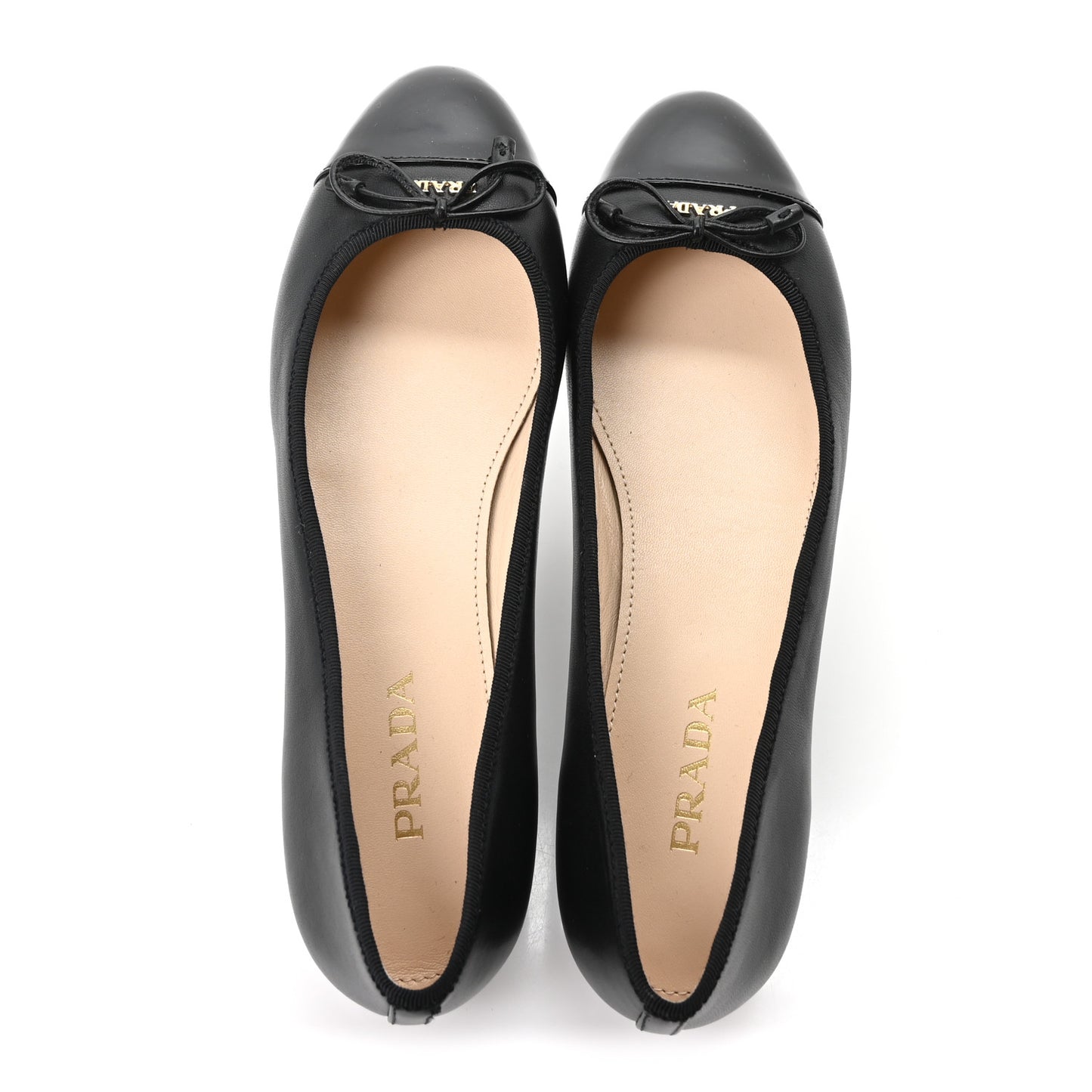 Nappa Vernice Cap Toe Logo Bow Ballerina Flats 39 Black